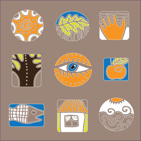 A set of design elements  Environment and people のイラスト素材