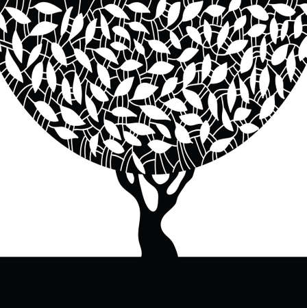 silhouette of a tree with ornamental foliage のイラスト素材