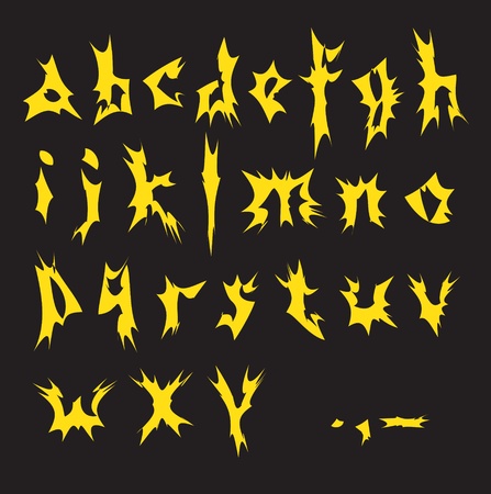 Vector yellow alphabet on a black background のイラスト素材