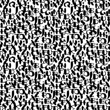 Seamless texture black alphabet on a white background のイラスト素材