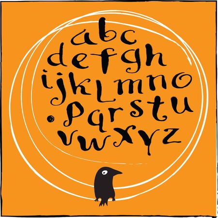 calligraphy alphabet on a orange backgroundのイラスト素材