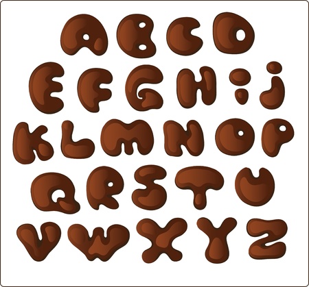 Hand drawn dark chocolate alphabet  Isolateのイラスト素材