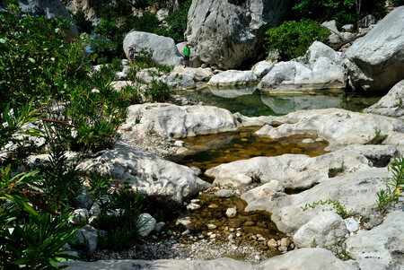 Rio Flumineddu at the valley of Gorropu canyonの写真素材