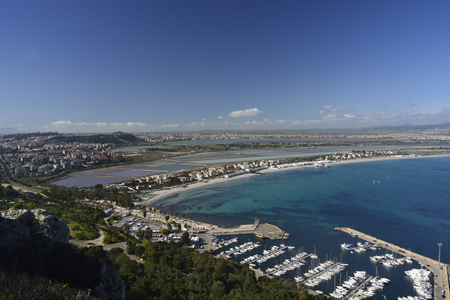 View of Cagliari, Marina Piccola and Poettoの写真素材