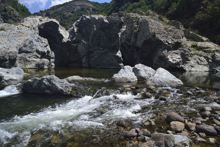 Is Caddaias pools in the Flumendosa riverの写真素材