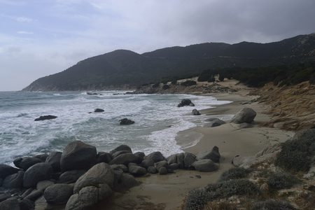 Beach of Porto Sa Ruxiの写真素材