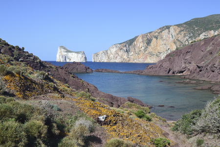 The coast of Masua near Porto Coralloの写真素材