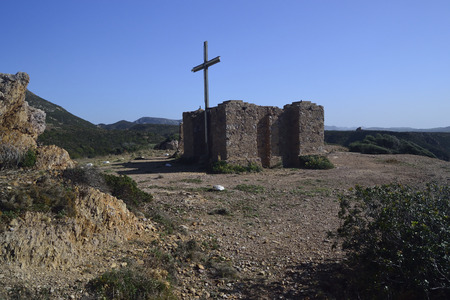 Windmill ruins of Nebidaの写真素材