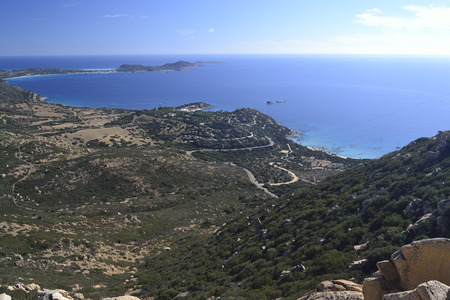 View of Porto Sa Ruxi and Capo Carbonaraの写真素材