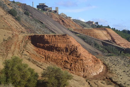Landfill of red mud of Monteponi mineの写真素材