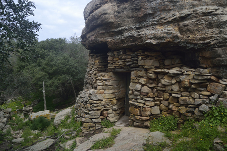 Refuge under rock of the shepherdの写真素材