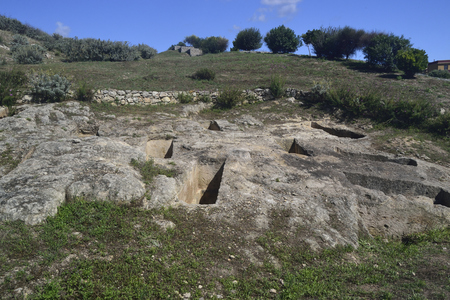 View of Punic necropolis of Tuvixedduの写真素材