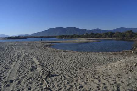 Flumendosa river near Porto Corallo beachの写真素材