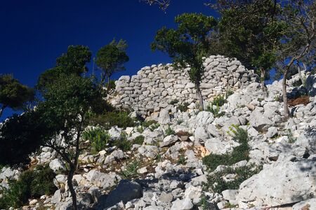 View of Nuraghe Coa and Serraの写真素材