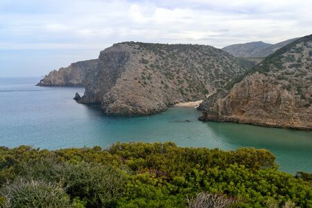 View of Cala Domestica beachの写真素材