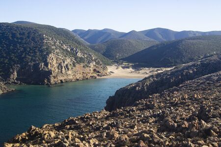 View of Cala Domestica beachの写真素材