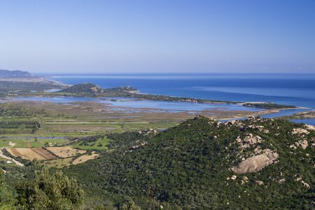 The coast of Muravera from Monte Liuruの写真素材