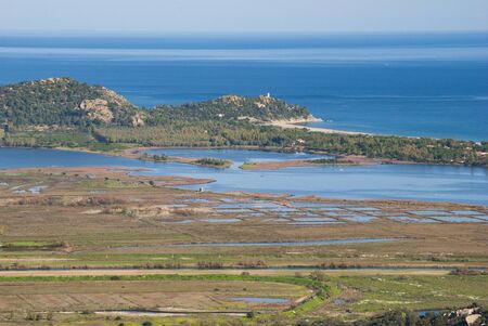 The coast of Muravera from Monte Liuruの写真素材