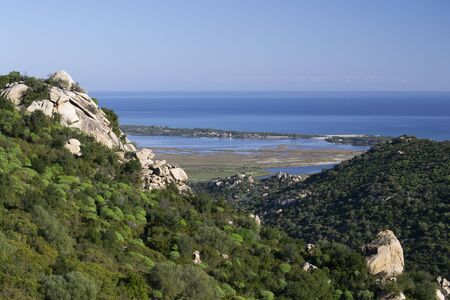 The coast of Muravera from Monte Liuruの写真素材