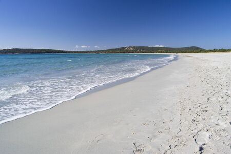 View of Porto Pino beachの写真素材
