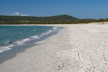 View of Porto Pino beachの写真素材
