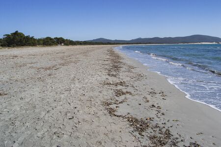 View of Porto Pino beachの写真素材