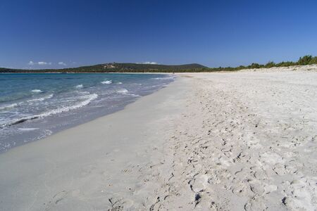 View of Porto Pino beachの写真素材