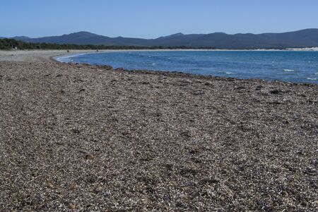 View of Porto Pino beachの写真素材