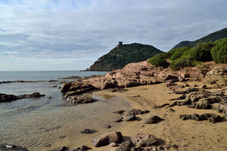 View of Porto Ferro beachの写真素材