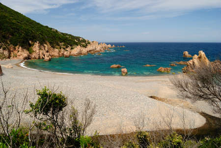 View of Cala Tinnari beachの写真素材