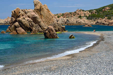View of Cala Tinnari beachの写真素材