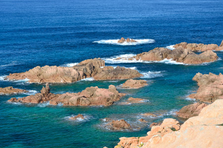 View of Cala Sarraina coastの写真素材