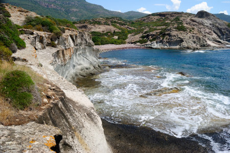 The coast of Cape Argentina in Bosaの写真素材