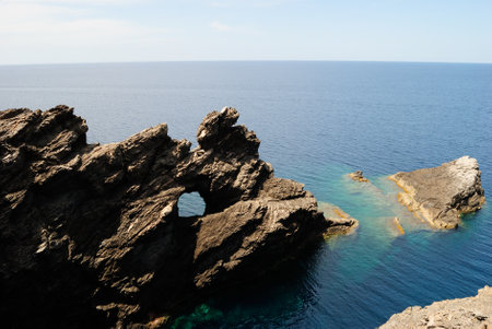The coast of Capo Falcone in Stintinoの写真素材