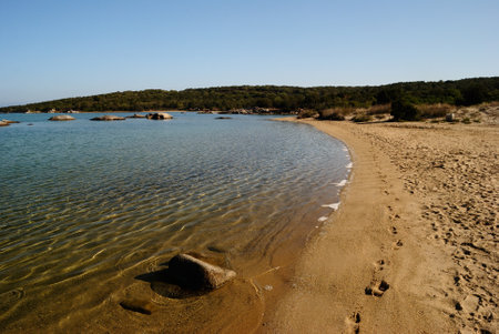 View of Baia de Bahas beach on the Golfo Marinella coastの写真素材
