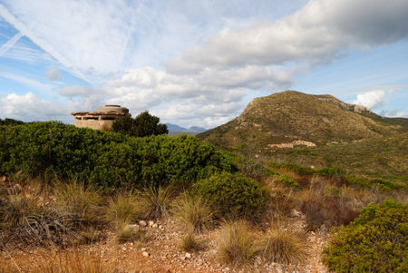 Abandoned military battery Luigi Serra at Capo Fiageiの写真素材