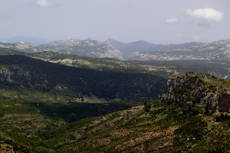 Panorama from Monte Novo San Giovanni, Gorropu in the backgroundの写真素材