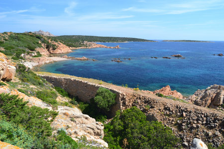The coast of Punta Rossa in Caprera islandの写真素材