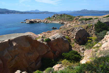 The coast of Punta Rossa in Caprera islandの写真素材