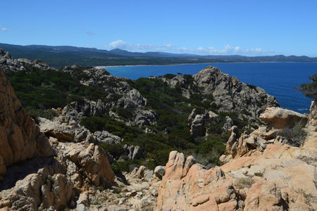 The coast of Aglientu near Monti Russuの写真素材