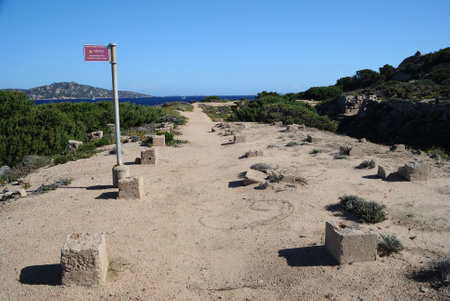 The ruins of a bunker Talmone on the coast of Punta Don Diegoの写真素材