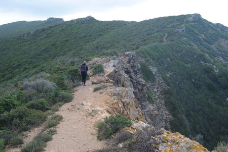 Trail on the coast of Punta Argentieraの写真素材