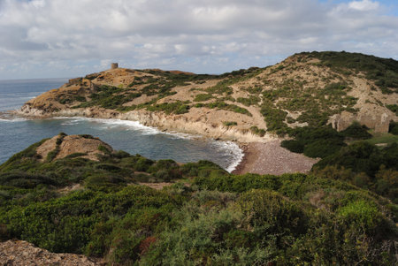 The coast of Punta Argentina, view of Sa Codulera beachの写真素材