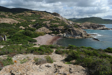 The coast of Punta Argentina, view of Sa Codulera beachの写真素材