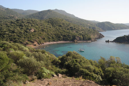 The coast of Bosa, near Porto Managuの写真素材