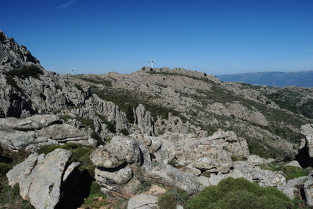 Trail to the archaeological nuragic area of Sos Nurattolosの写真素材