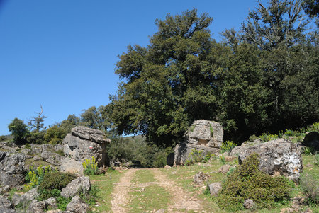 Trekking to nuraghe Mereu and nuraghe Gorropu in the Supramonte of Orgosoloの写真素材