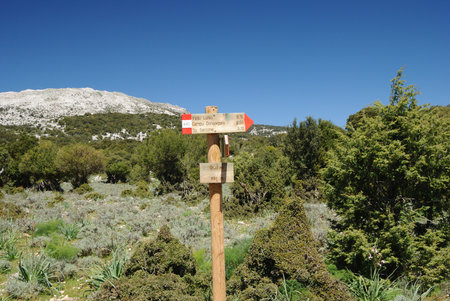 Trekking to nuraghe Mereu and nuraghe Gorropu in the Supramonte of Orgosoloの写真素材