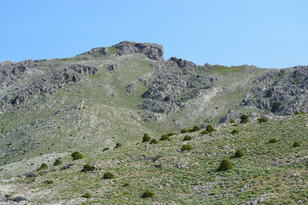 Trekking to Punta Corrasi in the Supramonte of Olienaの写真素材