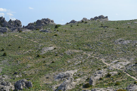Trekking to Punta Corrasi in the Supramonte of Olienaの写真素材